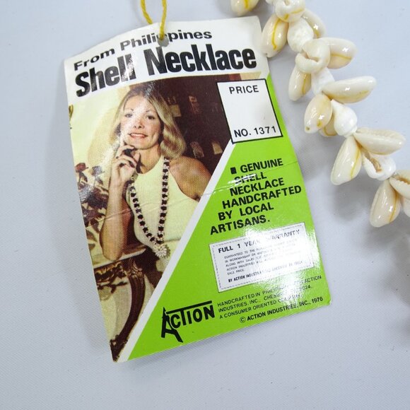 VTG 70s 1976 Shell Necklace Hawaiian BoHo Hippie Hand Crafted Philippines Action - Picture 2 of 5